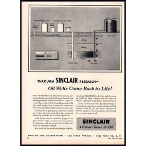 1951 Sinclair Oil Corp Vintage Print Ad Shale Oil Well Drilling Wall Art Photo